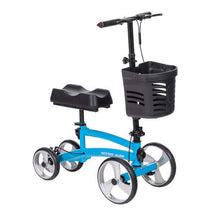 Nitro Glide Knee Walker by Drive Medical in blue color with basket for convenience and comfort during recovery.