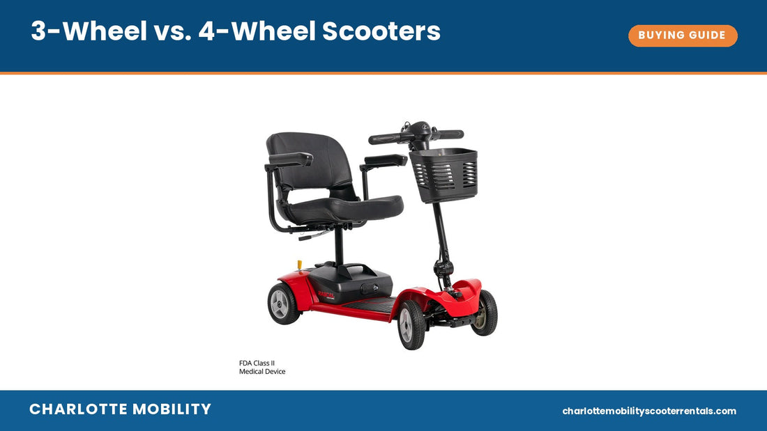 Rascal Venture 4-wheel mobility scooter in red — 3-wheel vs. 4-wheel scooters buying guide