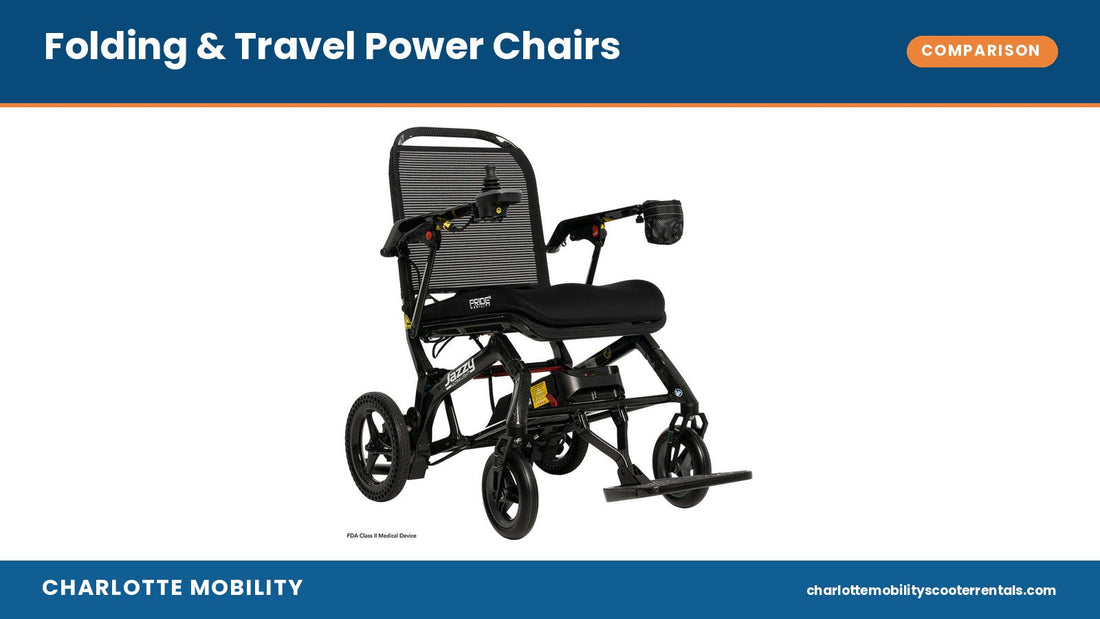 Pride Jazzy Ultra Light folding carbon fiber power wheelchair — folding and travel power chairs compared