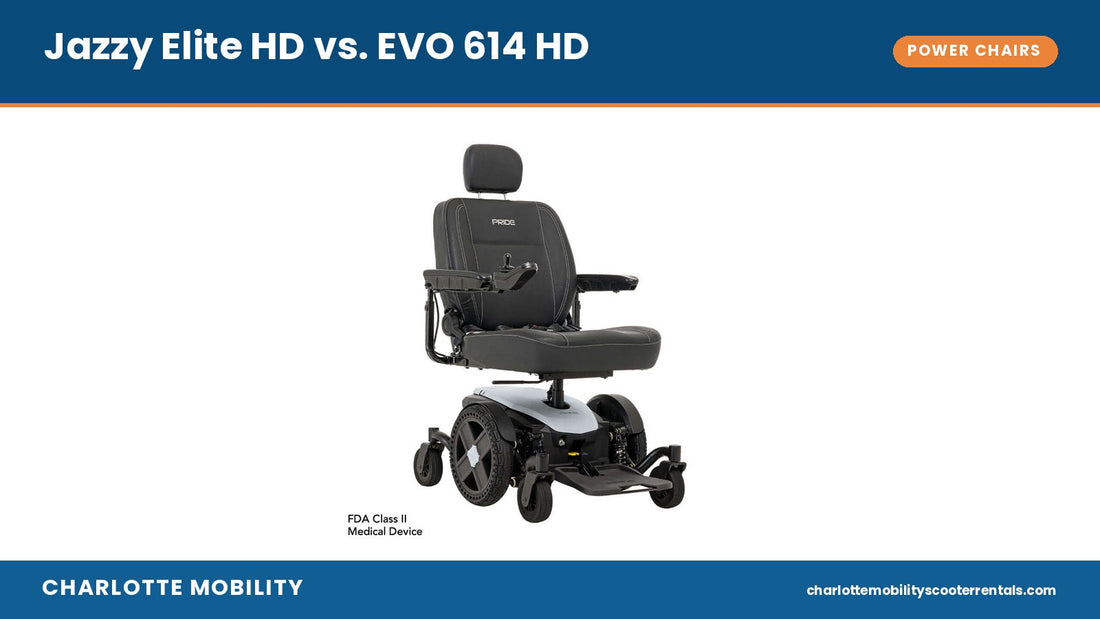 Pride Jazzy EVO 614 HD power wheelchair in white — Jazzy Elite HD vs. EVO 614 HD comparison