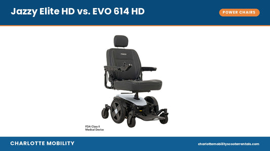 Pride Jazzy EVO 614 HD power wheelchair in white — Jazzy Elite HD vs. EVO 614 HD comparison
