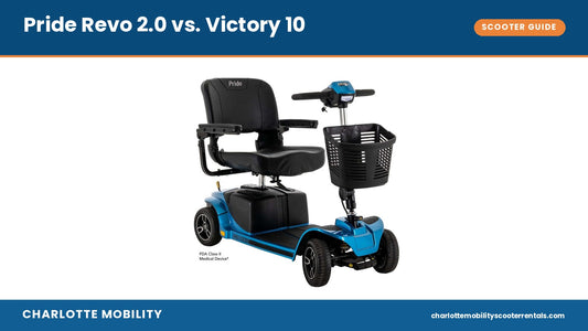 Pride Revo 2.0 4-wheel mobility scooter in True Blue — Revo 2.0 vs. Victory 10 comparison guide