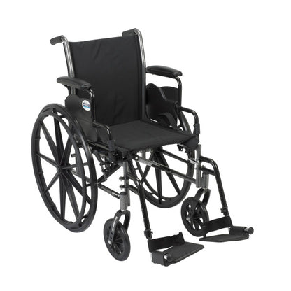 Cruiser III Wheelchair by Drive Medical with adjustable seat, flip-back arms, and Mag-style wheels.