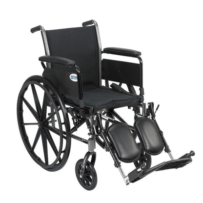 Cruiser III Wheelchair by Drive Medical with adjustable seat and flip-back arms for easy transfers.