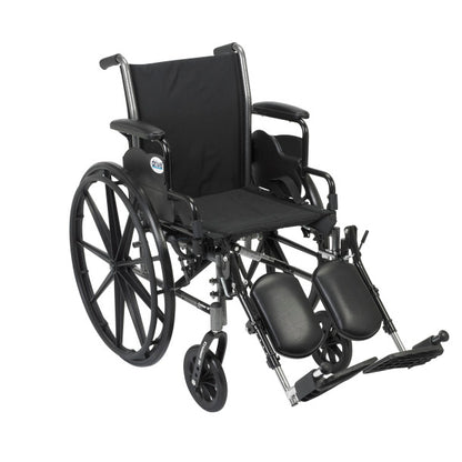 Cruiser III Wheelchair by Drive Medical, lightweight, adjustable, and durable with flip-back arms and smooth-rolling wheels.