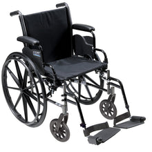 Cruiser III Wheelchair by Drive Medical featuring adjustable seat depth and flip-back arms for easy transfers.