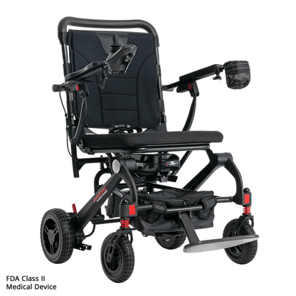 Rascal Carbon Cruiser power wheelchair side profile with flip-up armrest