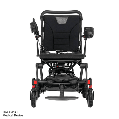 Front view of the Rascal Carbon Cruiser folding electric wheelchair