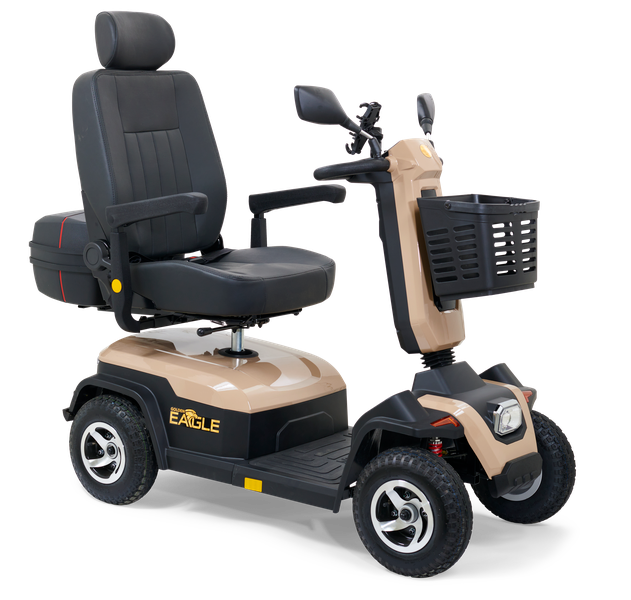 Eagle 4-Wheel Heavy Duty Mobility Scooter featuring off-road design, front and rear suspension, and comfortable seating.