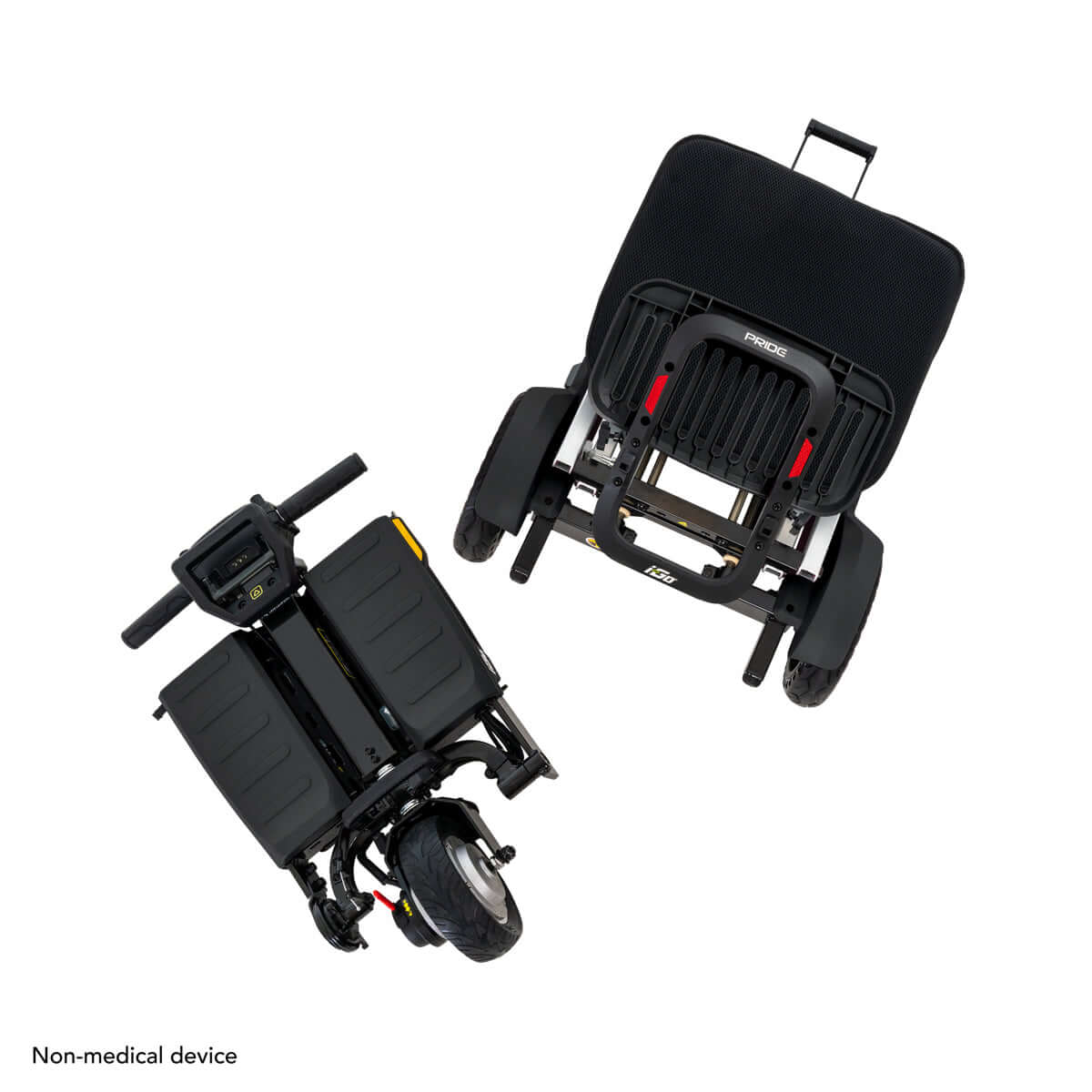 iGo™ Folding Mobility Scooter in folded position for easy transport and storage, showcasing its portable design.