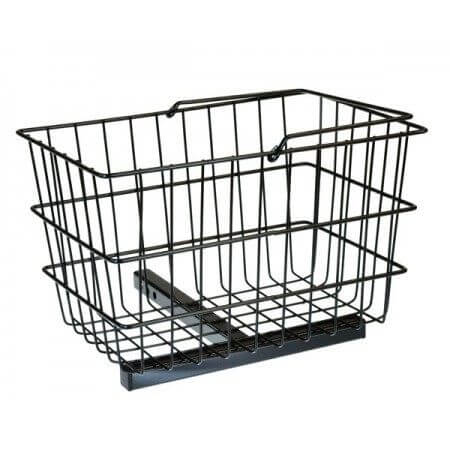 Rear basket for Pride Mobility scooters, ideal for storage and convenience during travel and shopping.