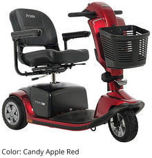 Victory® 10.2 3-wheel scooter in Candy Apple Red with frosted LED headlights and storage basket.